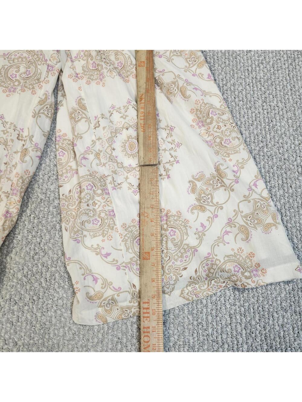 American Eagle Wide Leg Strapless Jumpsuit Beige Paisley Floral Print Large NWT - Picture 9 of 11